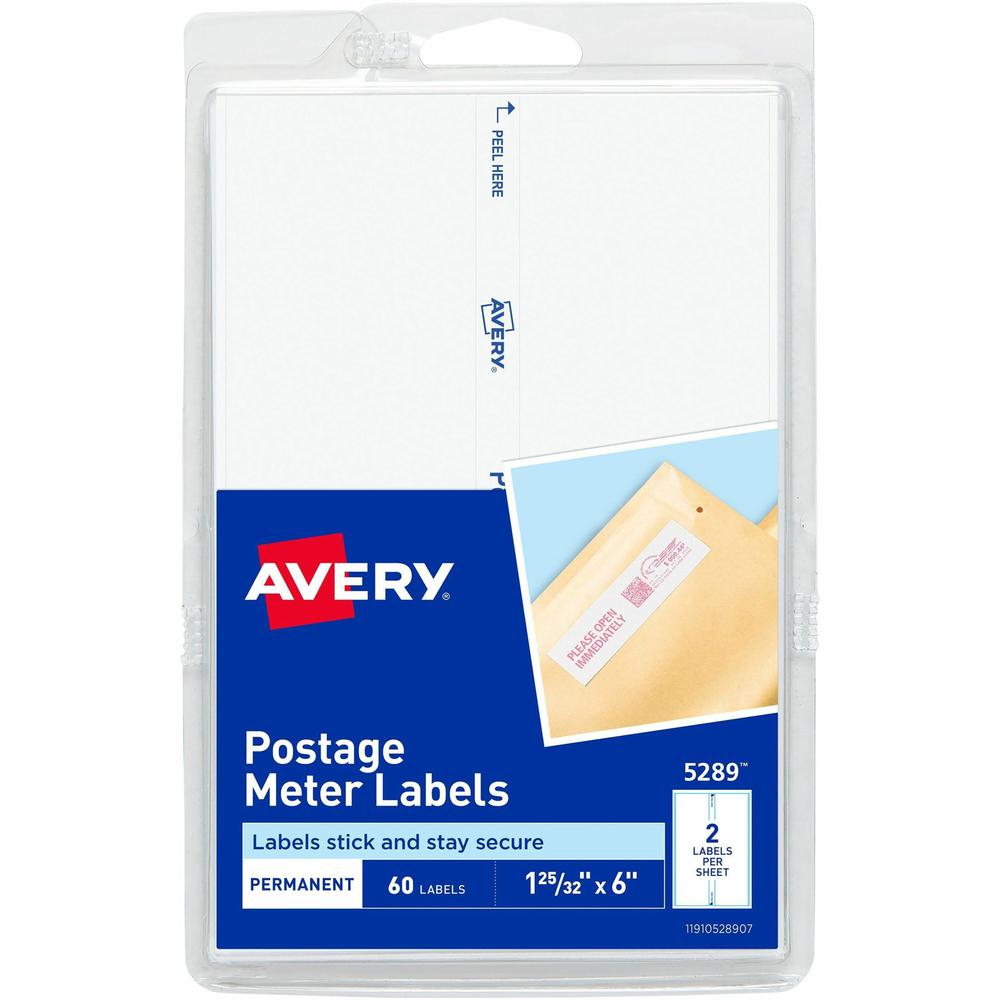 Avery&reg; Address Label - 1 3/16" Width x 6" Length - Permanent Adhesive - Rectangle - White - Paper - 2 / Sheet - 30 Total Sheets - 60 Total Label(s) - 3. Picture 1