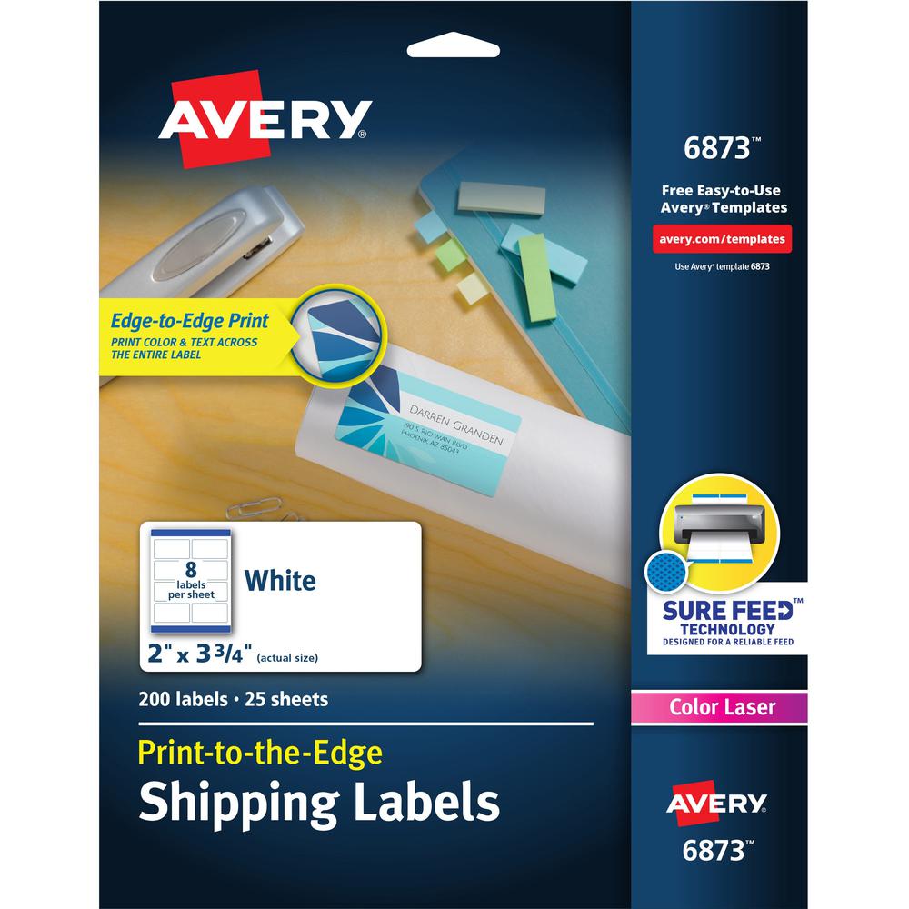 Avery&reg; Print-to-the-Edge Shipping Labels - 2" Width x 3 3/4" Length - Permanent Adhesive - Rectangle - Laser - White - Paper - 8 / Sheet - 25 Total Sheets - 200 Total Label(s) - 5. The main picture.