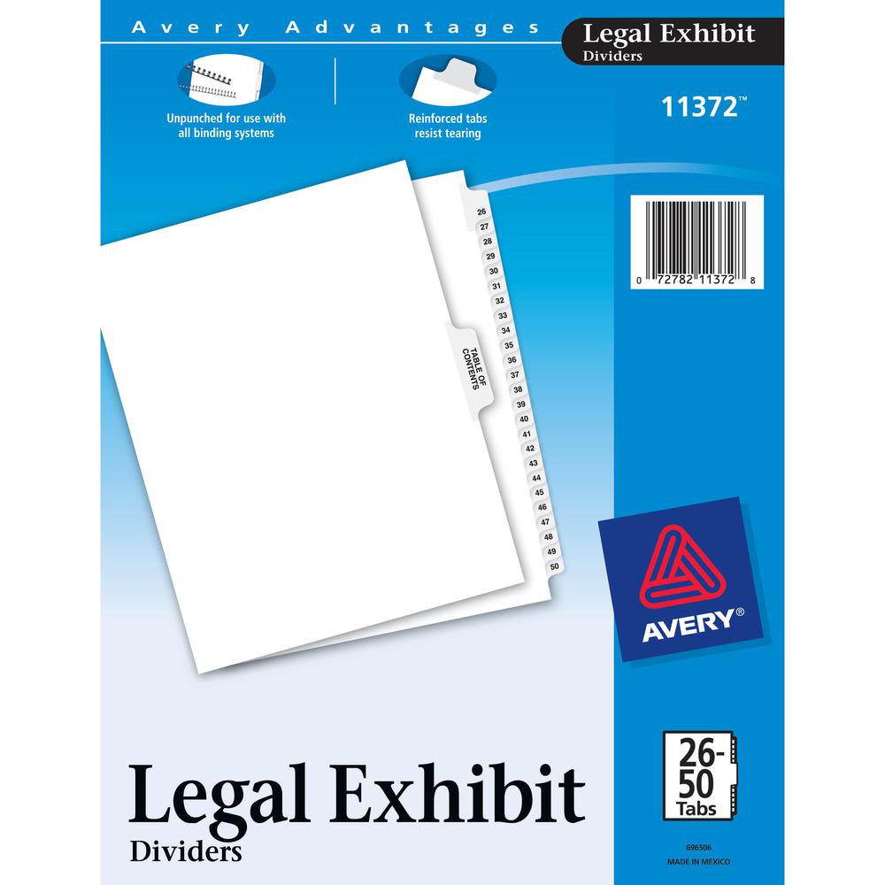 Avery&reg; Premium Collated Legal Exhibit Dividers with Table of Contents Tab - Avery Style - 26 x Divider(s) - Printed Tab(s) - Digit - 26-50 - 26 Tab(s)/Set - 8.5" Divider Width x 11" Divider Length. Picture 1