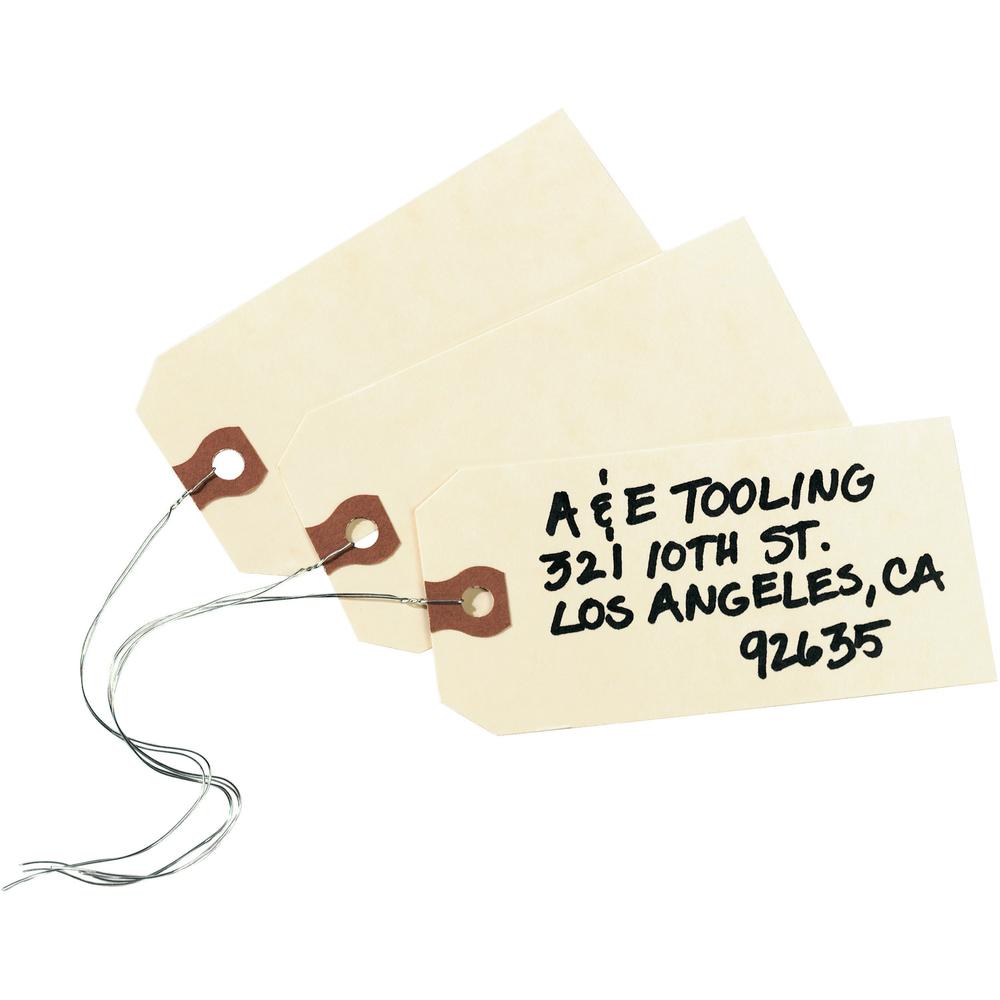 Avery&reg; Shipping Tags - #26 - 4.25" Length x 2.12" Width - Rectangular - Wire Fastener - 1000 / Box - Card Stock - Manila. Picture 1
