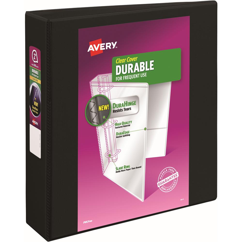 Avery&reg; Durable View Binders with Slant Rings - 2" Binder Capacity - Letter - 8 1/2" x 11" Sheet Size - 530 Sheet Capacity - 3 x Slant Ring Fastener(s) - 2 Internal Pocket(s) - Polypropylene - Blac. Picture 1