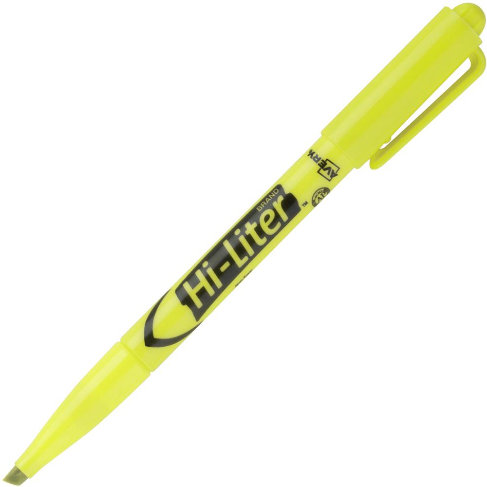 Avery&reg; Pen-Style Fluorescent Highlighters - Chisel Marker Point Style - Fluorescent Yellow - Yellow Barrel - 1 Dozen. The main picture.