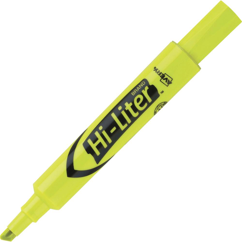 Avery&reg; Desk-Style, Fluorescent Yellow, 1 Count (24000) - Chisel Marker Point Style - Fluorescent Yellow Water Based Ink - Yellow Barrel - 1 Dozen. Picture 1