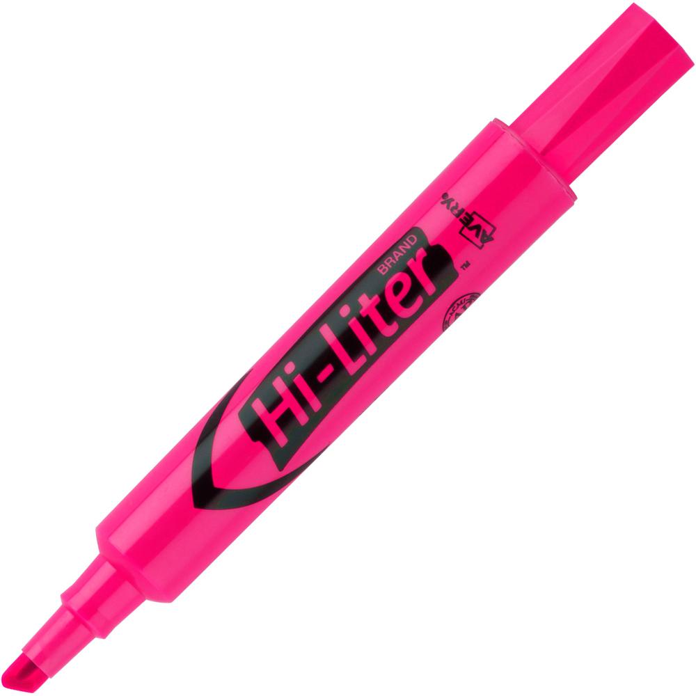 Avery&reg; Desk-Style, Fluorescent Pink, 1 Count (24010) - Chisel Marker Point Style - Refillable - Fluorescent Pink Water Based Ink - Pink Barrel - 1 Dozen. Picture 1