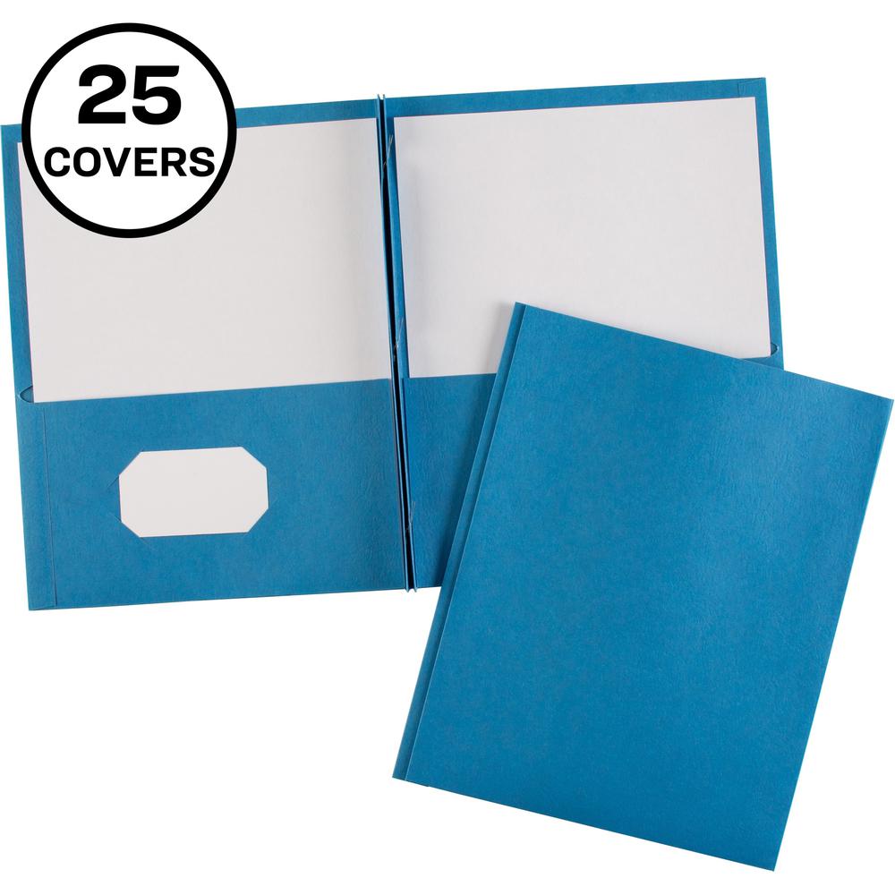 Avery&reg; Letter Report Cover - 8 1/2" x 11" - 70 Sheet Capacity - 3 x Prong Fastener(s) - 1/2" Fastener Capacity for Folder - 2 Internal Pocket(s) - Embossed Paper - Light Blue - 25 / Box. Picture 1