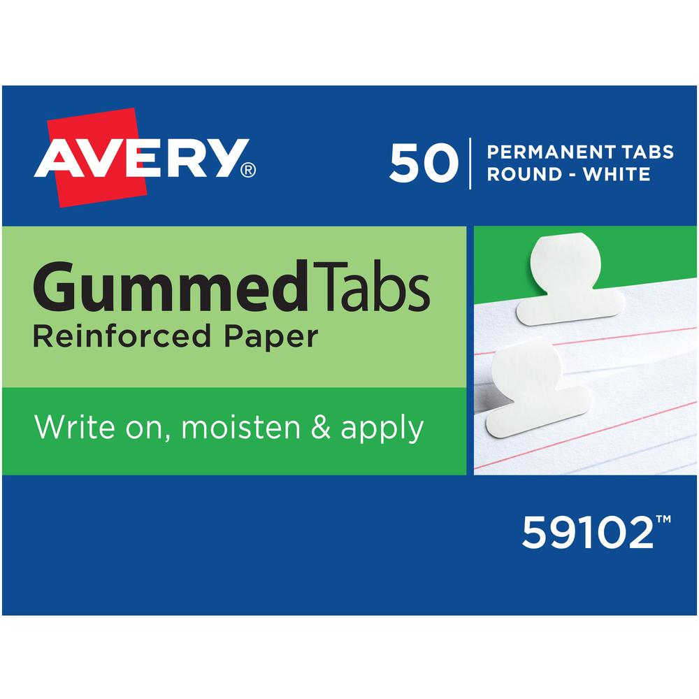 Avery&reg; Gummed Round Index Tabs - 50 Tab(s)0.50" Tab Width - Permanent - Paper Divider - White Paper Tab(s) - 4. Picture 1