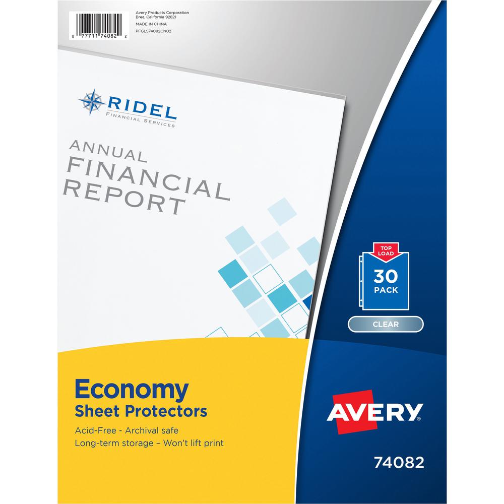 Avery&reg; Economy-Weight Sheet Protectors - For Letter 8 1/2" x 11" Sheet - Clear - Polypropylene - 30 / Pack. The main picture.