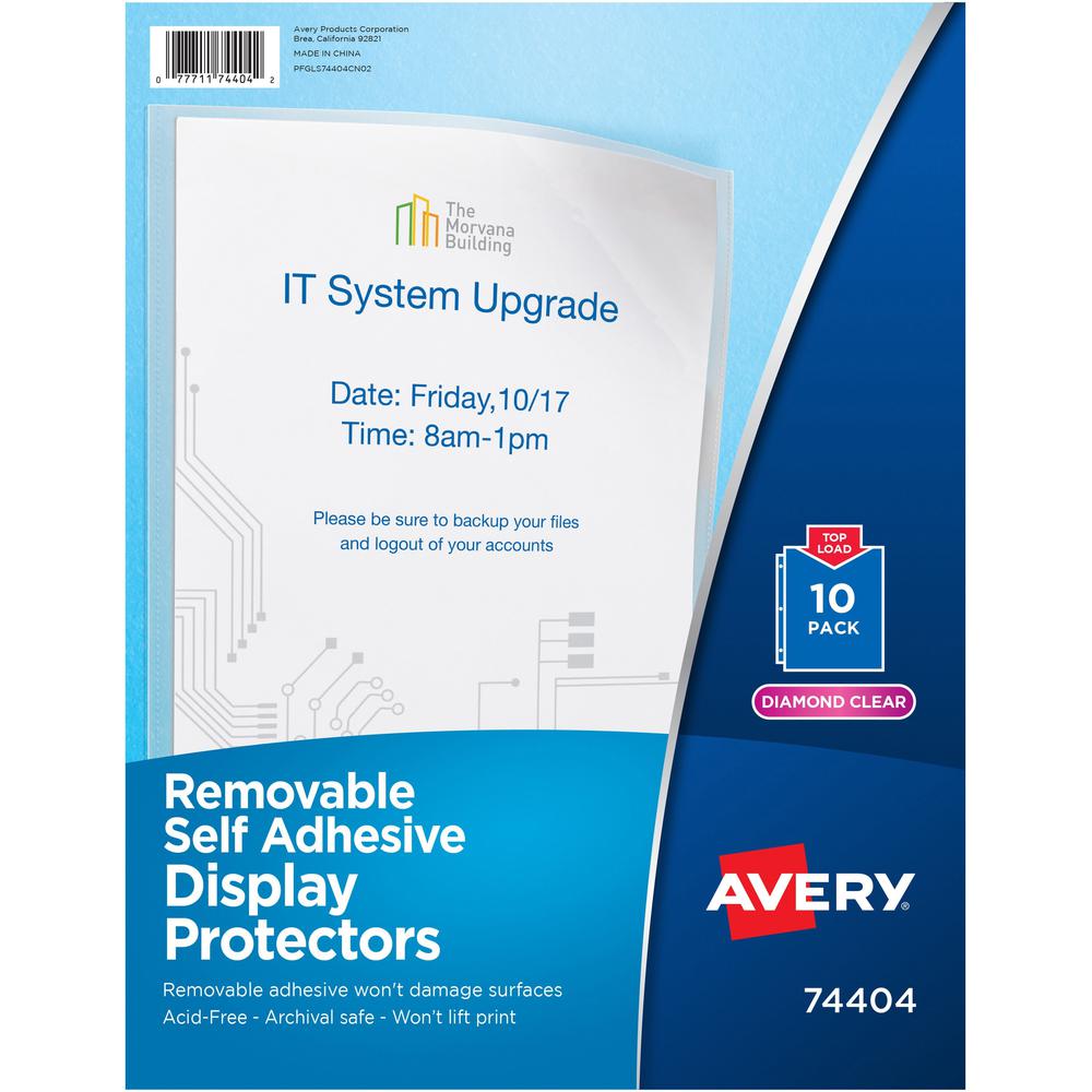 Avery&reg; Display Protectors - 20 x Sheet Capacity - For Letter 8 1/2" x 11" Sheet - Top Loading - Clear - Polypropylene - 10 / Pack. Picture 1
