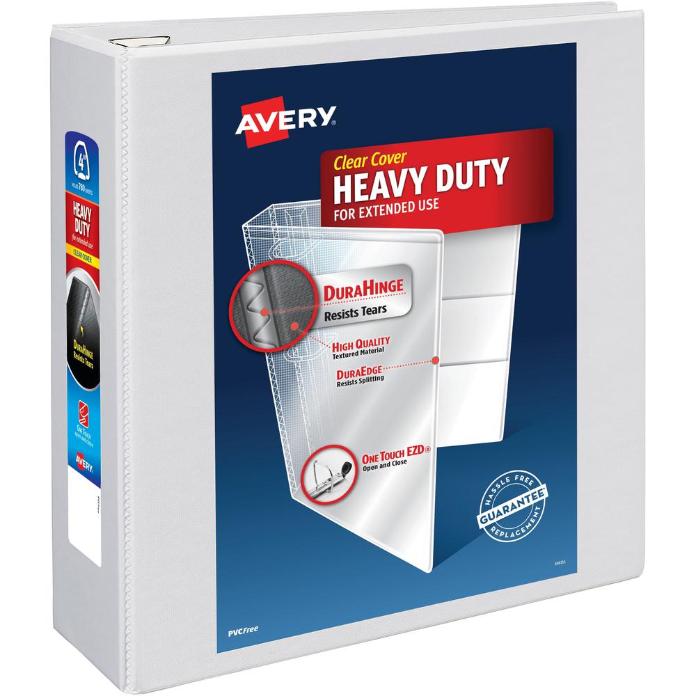 Avery&reg; Heavy-Duty View White 4" Binder (79104) - Avery&reg; Heavy-Duty View 3 Ring Binder, 4" One Touch EZD&reg; Rings, 4.5" Spine, 1 White Binder (79104). The main picture.