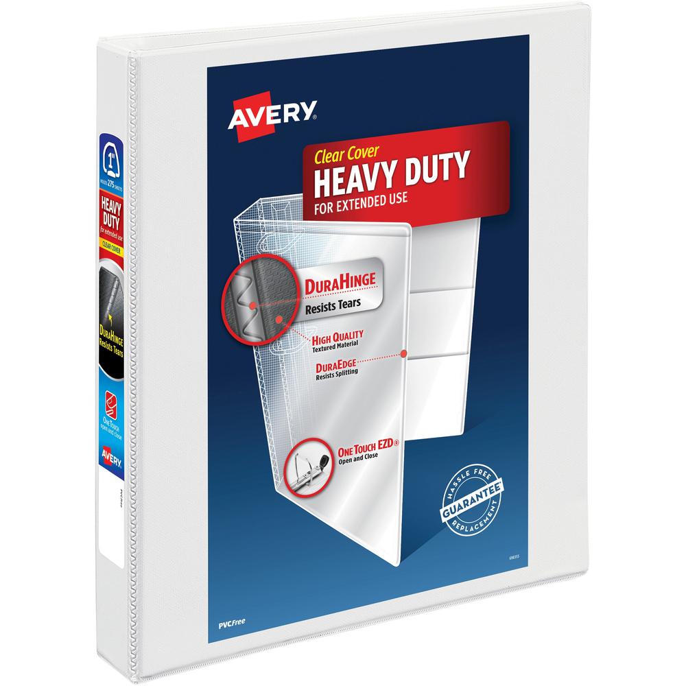 Avery&reg; Heavy-Duty View Binder - 1" Binder Capacity - Letter - 8 1/2" x 11" Sheet Size - 275 Sheet Capacity - 3 x Ring Fastener(s) - 4 Pocket(s) - Polypropylene - Recycled - Pocket, Heavy Duty, One. Picture 1