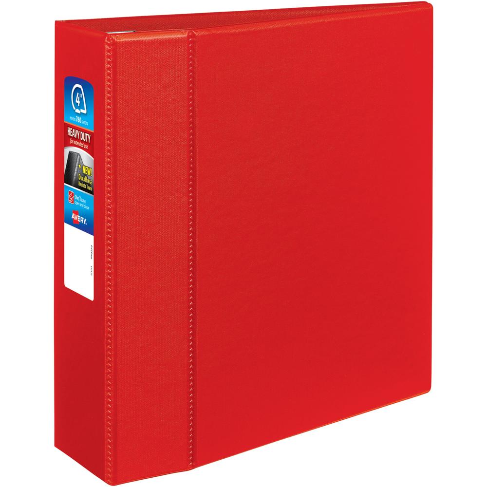 Avery&reg; Heavy-Duty Red 4" Binder (79584) - Avery&reg; Heavy-Duty 3 Ring Binder, 4" One Touch EZD&reg; Rings, 4.5" Spine, 1 Red Binder (79584). Picture 1