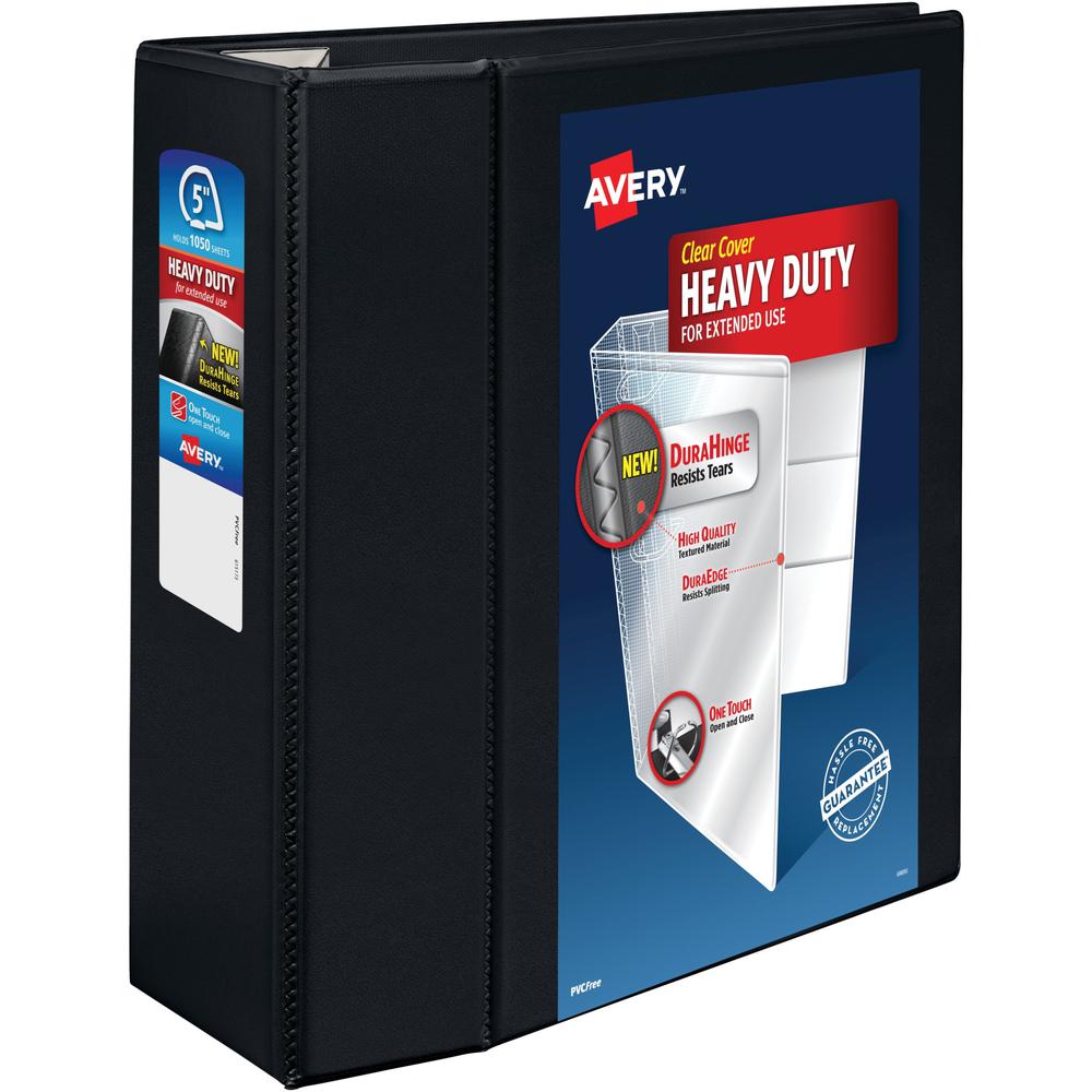 Avery&reg; Heavy-Duty View 3 Ring Binder - 5" Binder Capacity - Letter - 8 1/2" x 11" Sheet Size - 1050 Sheet Capacity - 3 x Ring Fastener(s) - 4 Pocket(s) - Polypropylene - Recycled - Pocket, Heavy D. Picture 1