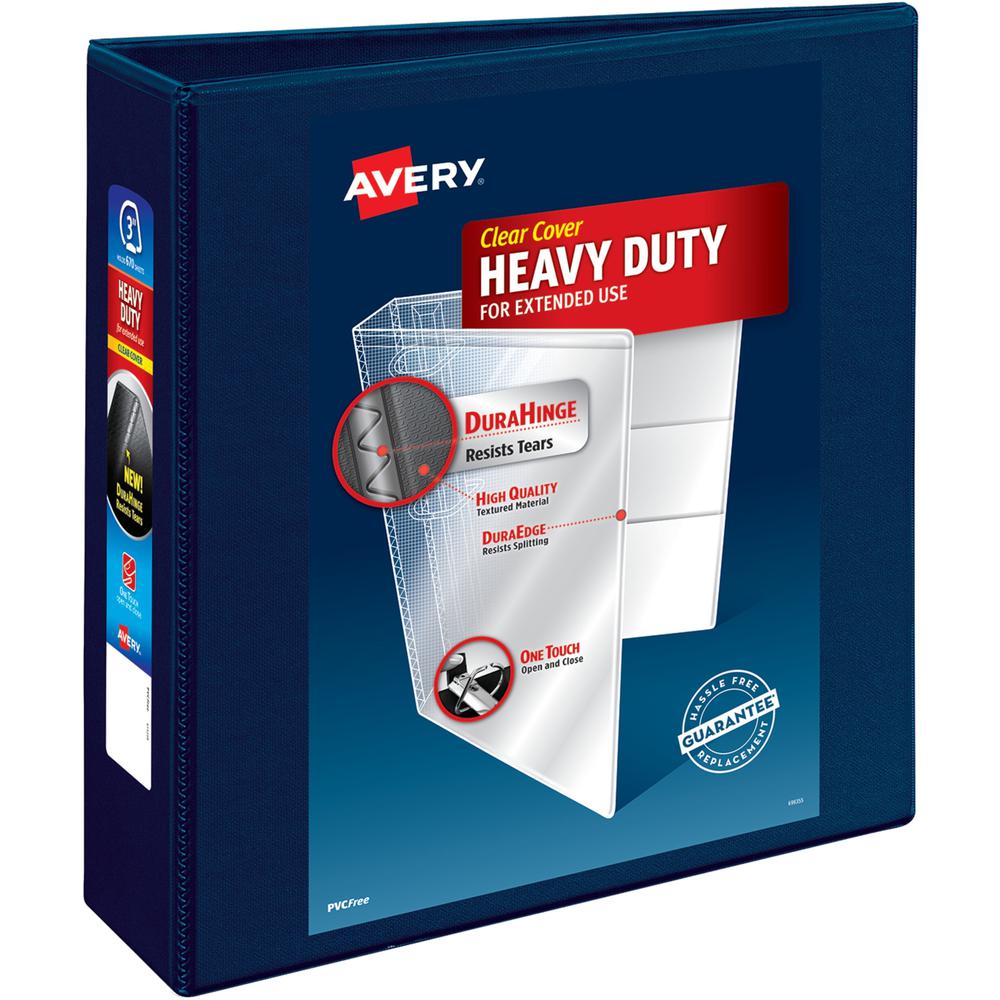Avery&reg; Heavy-Duty View Navy Blue 3" Binder (79803) - Avery&reg; Heavy-Duty View 3 Ring Binder, 3" One Touch EZD&reg; Rings, 3.5" Spine, 1 Navy Blue Binder (79803). Picture 1