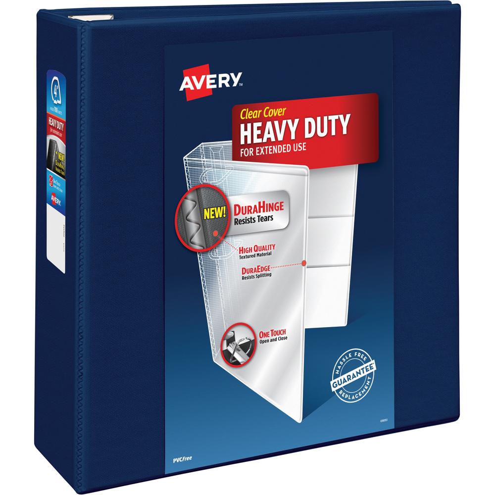 Avery&reg; Heavy-Duty View Navy Blue 4" Binder (79804) - Avery&reg; Heavy-Duty View 3 Ring Binder, 4" One Touch EZD&reg; Rings, 4.5" Spine, 1 Navy Blue Binder (79804). Picture 1