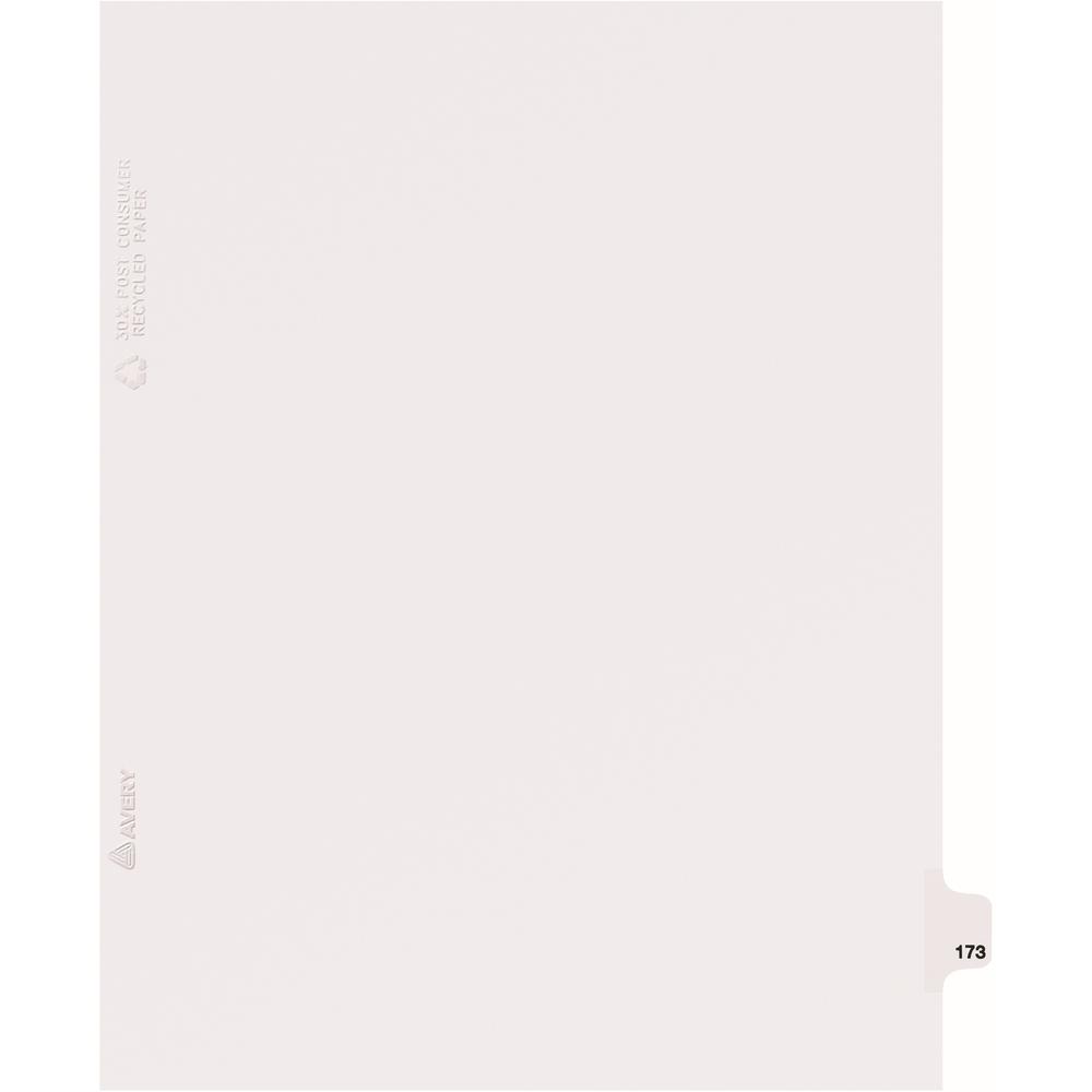 Avery&reg; Side Tab Individual Legal Dividers - 25 x Divider(s) - Side Tab(s) - 173 - 1 Tab(s)/Set - 8.5" Divider Width x 11" Divider Length - Letter - 8.50" Width x 11" Length - White Paper Divider -. Picture 1