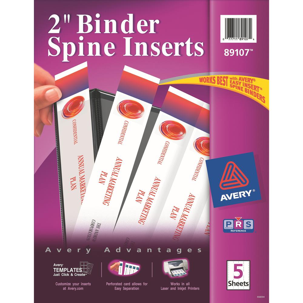 Avery&reg; Binder Spine Inserts - 2" Sheet - White - 20 / Pack. Picture 1