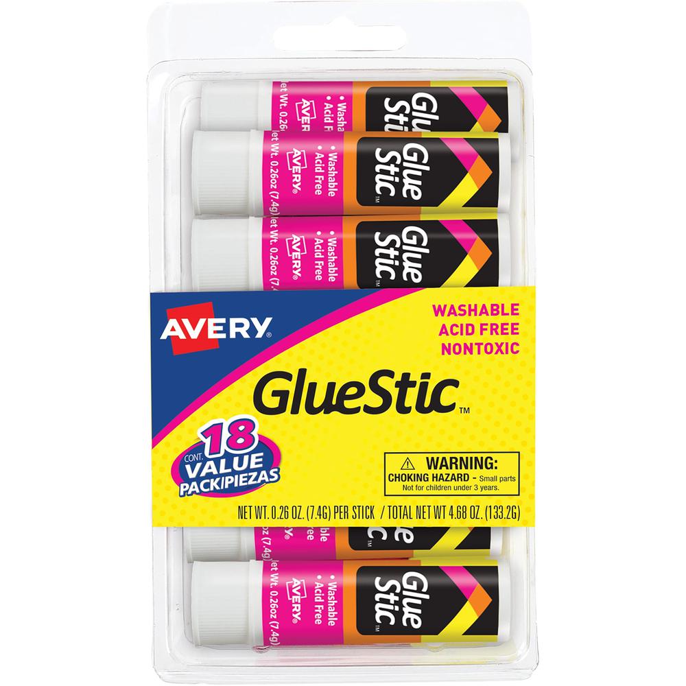 Avery&reg; Glue Stick - 0.26 oz - 18 / Pack - White. The main picture.