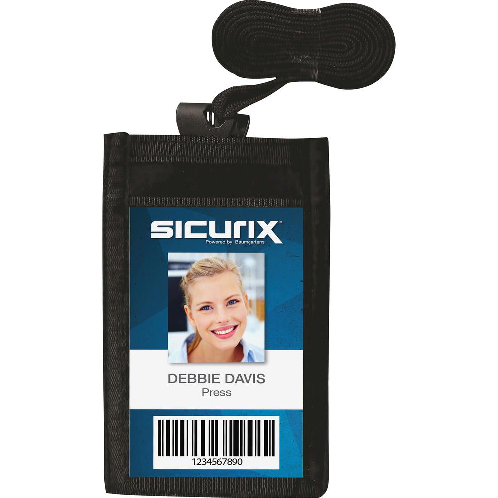SICURIX Carrying Case (Pouch) for Business Card - Vertical - Nylon - 3" Height x 4" Width - Black. Picture 1