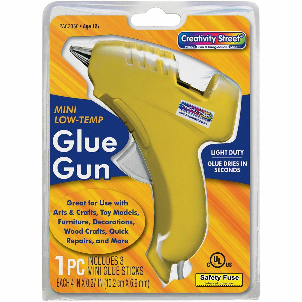 Creativity Street Trigger Style Mini Glue Gun - Light Duty - 220&deg;F (104.4&deg;C) - Yellow, Clear. Picture 1