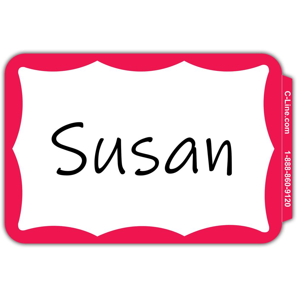 C-Line Self-Adhesive Name Tags - Red Border, Peel & Stick, 3-1/2 x 2-1/4, 100/BX, 92264. Picture 1