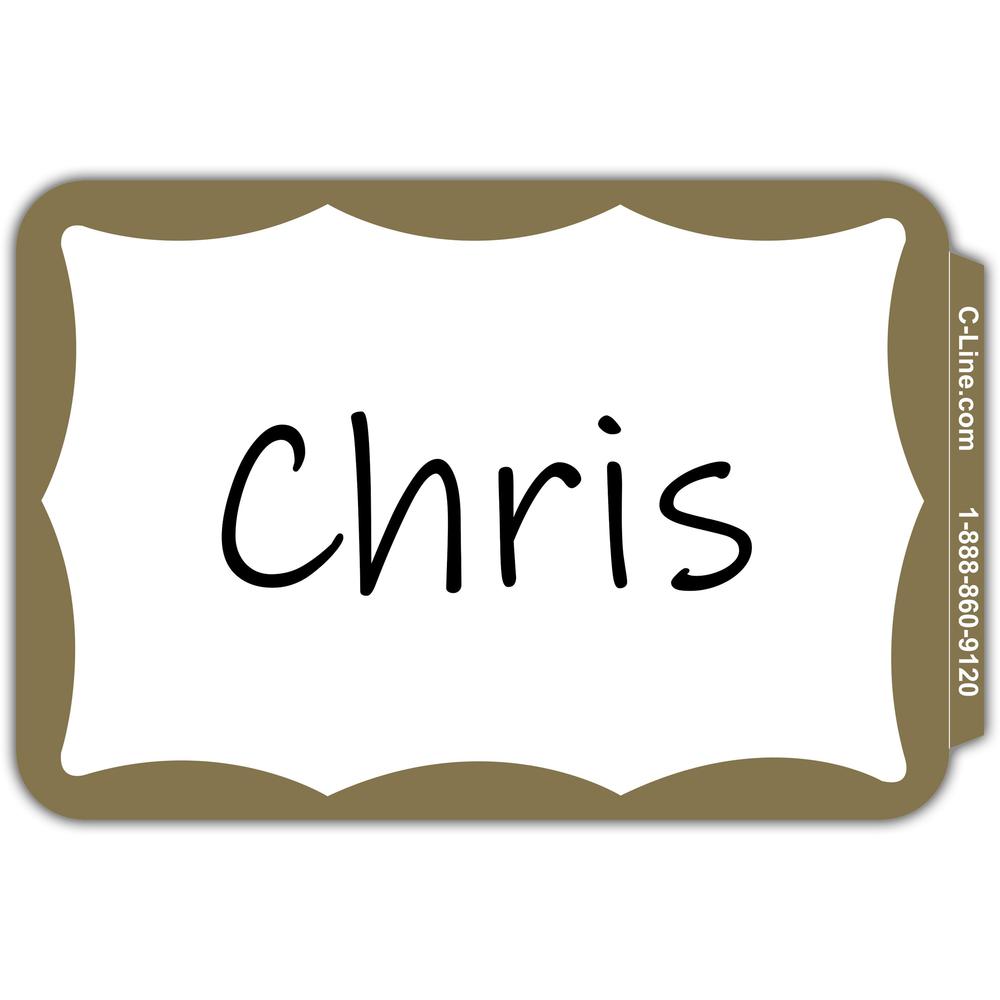 C-Line Self-Adhesive Name Tags - Gold Border, Peel & Stick, 3-1/2 x 2-1/4, 100/BX, 92266. The main picture.