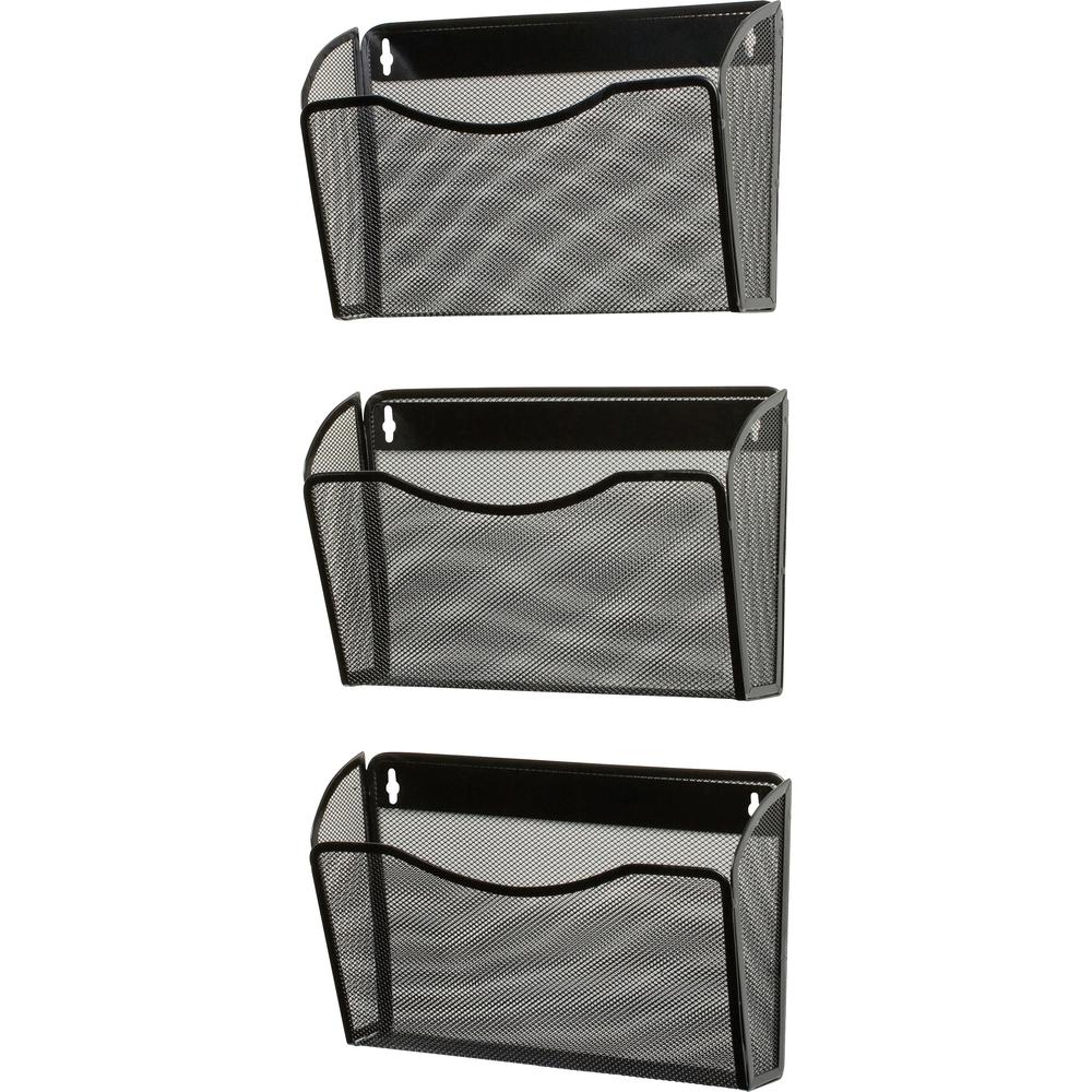 Rolodex Expressions Mesh 3-Pack Hanging Wall Files - 3 Pocket(s) - 33.5" Height x 14" Width x 6.6" Depth - Black - Steel - 1 / Each. Picture 1