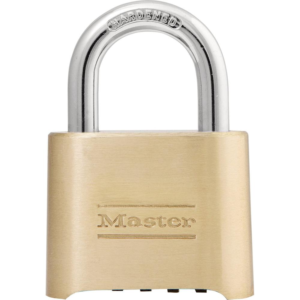 Master Lock Resettable Combination Lock - 4 Digit - 0.31" Shackle Diameter - Brass - Brass - 1 Each. Picture 1