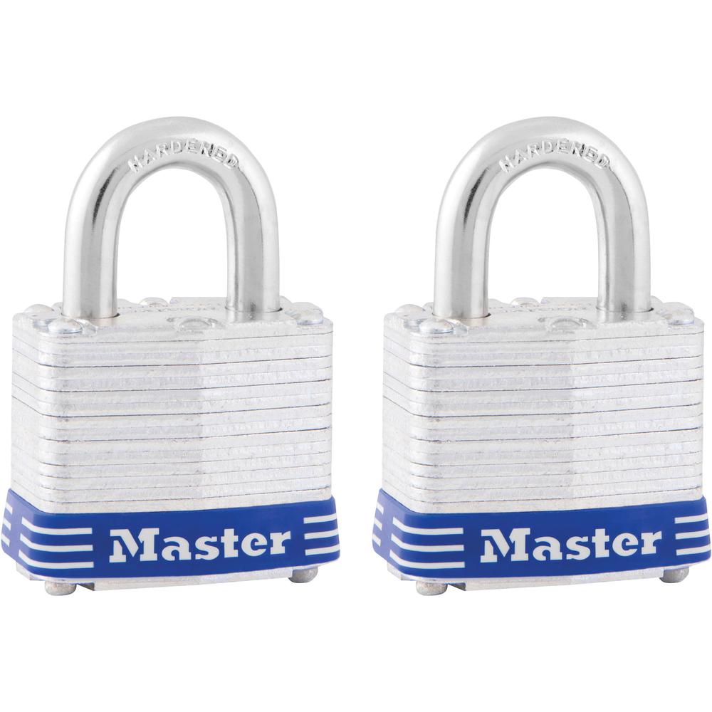 Master Lock High Security Padlock - Keyed Alike - 0.28" Shackle Diameter - Cut Resistant, Pick Proof, Rust Resistant - Steel - Silver - 2 / Pack. Picture 1