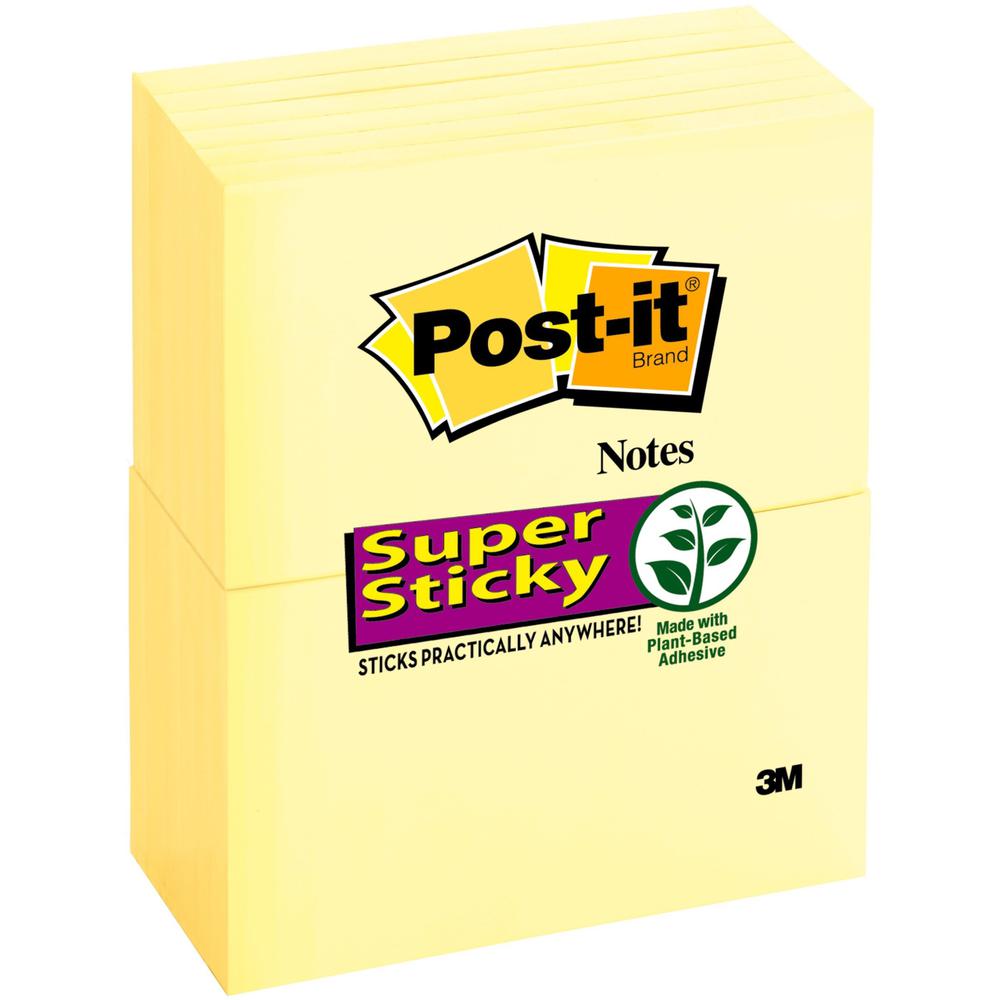 Post-it&reg; Super Sticky Notes - 1080 - 3" x 5" - Rectangle - 90 Sheets per Pad - Unruled - Yellow - Paper - Self-adhesive - 12 / Pack. Picture 1