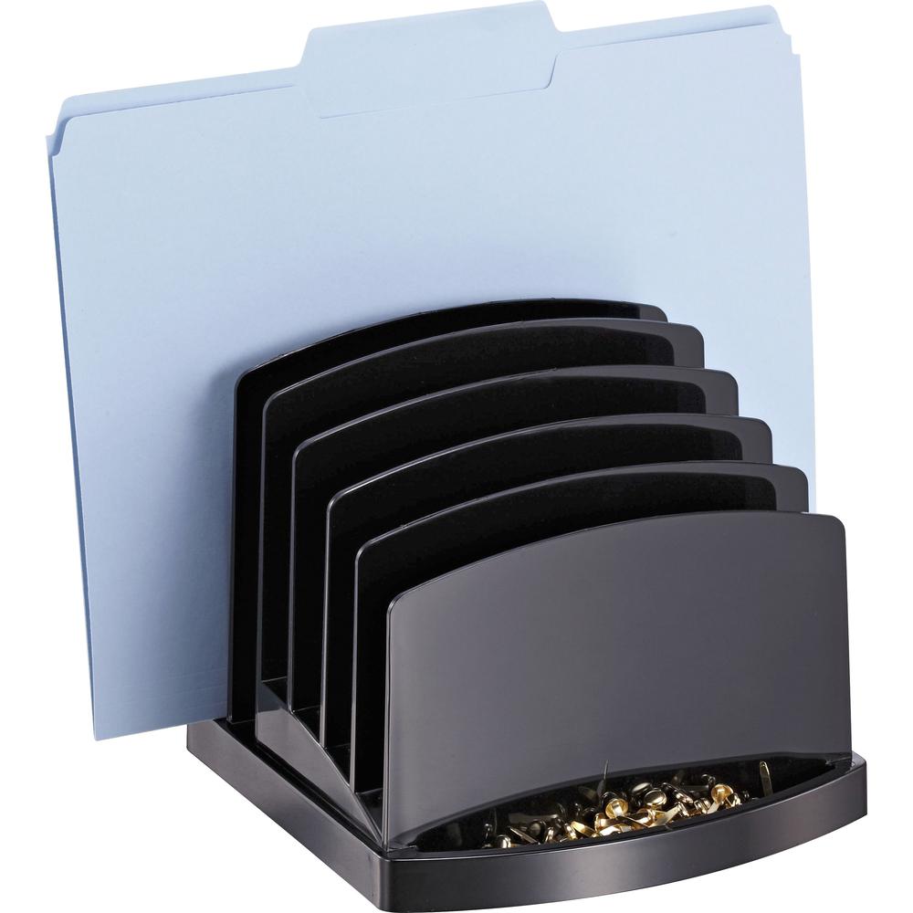 Officemate 2200 Series Incline Sorter - 6 Compartment(s) - 6.4" Height x 7.5" Width x 7.5" Depth, Desktop - Black - Plastic - 1 Each. Picture 1