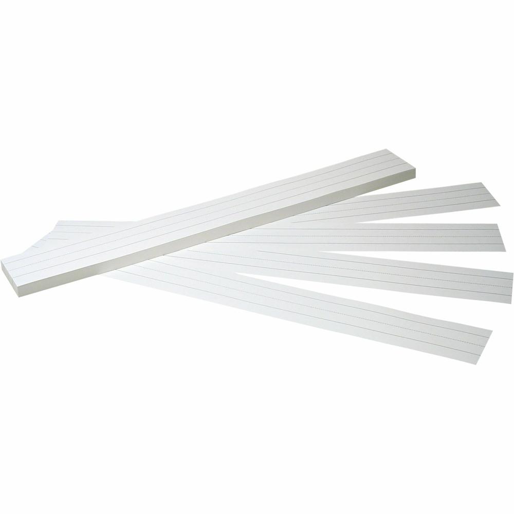 Pacon&reg; Sentence Strips - 3"H x 24"W - Dual-Sided - 1.5" Rule/Single Line Rule - 100 Strips/Pack - White. Picture 1