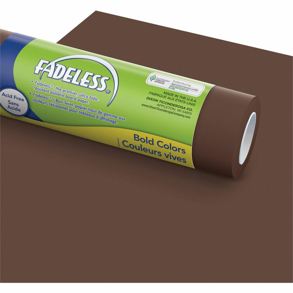 Fadeless Bulletin Board Art Paper - ClassRoom Project, Home Project, Office Project - 48"Width x 50 ftLength - 1 / Roll - Brown. Picture 1