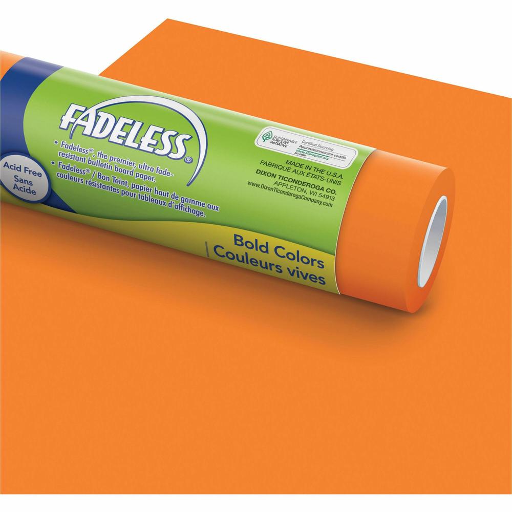 Fadeless Bulletin Board Art Paper - ClassRoom Project, Home Project, Office Project - 48"Width x 50 ftLength - 1 / Roll - Orange. Picture 1