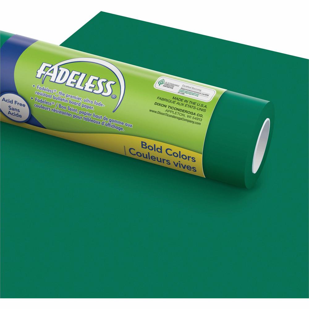 Fadeless Bulletin Board Art Paper - ClassRoom Project, Home Project, Office Project - 48"Width x 50 ftLength - 50 lb Basis Weight - 1 / Roll - Dark Green - Sulphite. Picture 1