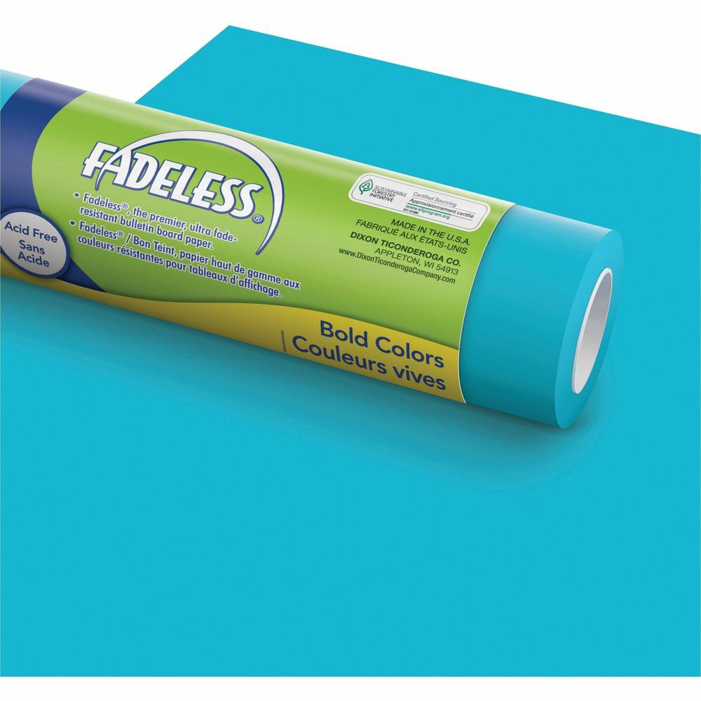 Fadeless Bulletin Board Art Paper - ClassRoom Project, Home Project, Office Project - 48"Width x 50 ftLength - 1 / Roll - Azure Blue. Picture 1
