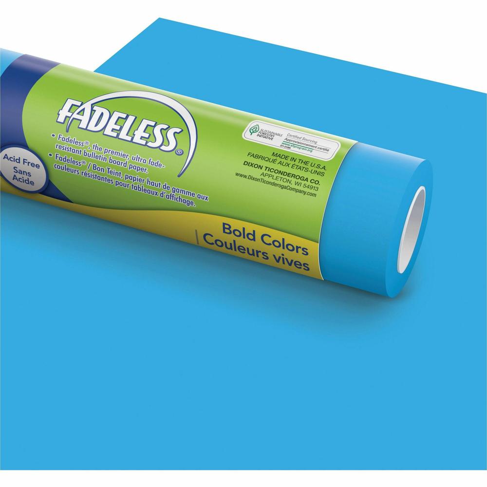 Fadeless Bulletin Board Art Paper - ClassRoom Project, Home Project, Office Project - 48"Width x 50 ftLength - 1 / Roll - Brite Blue. Picture 1