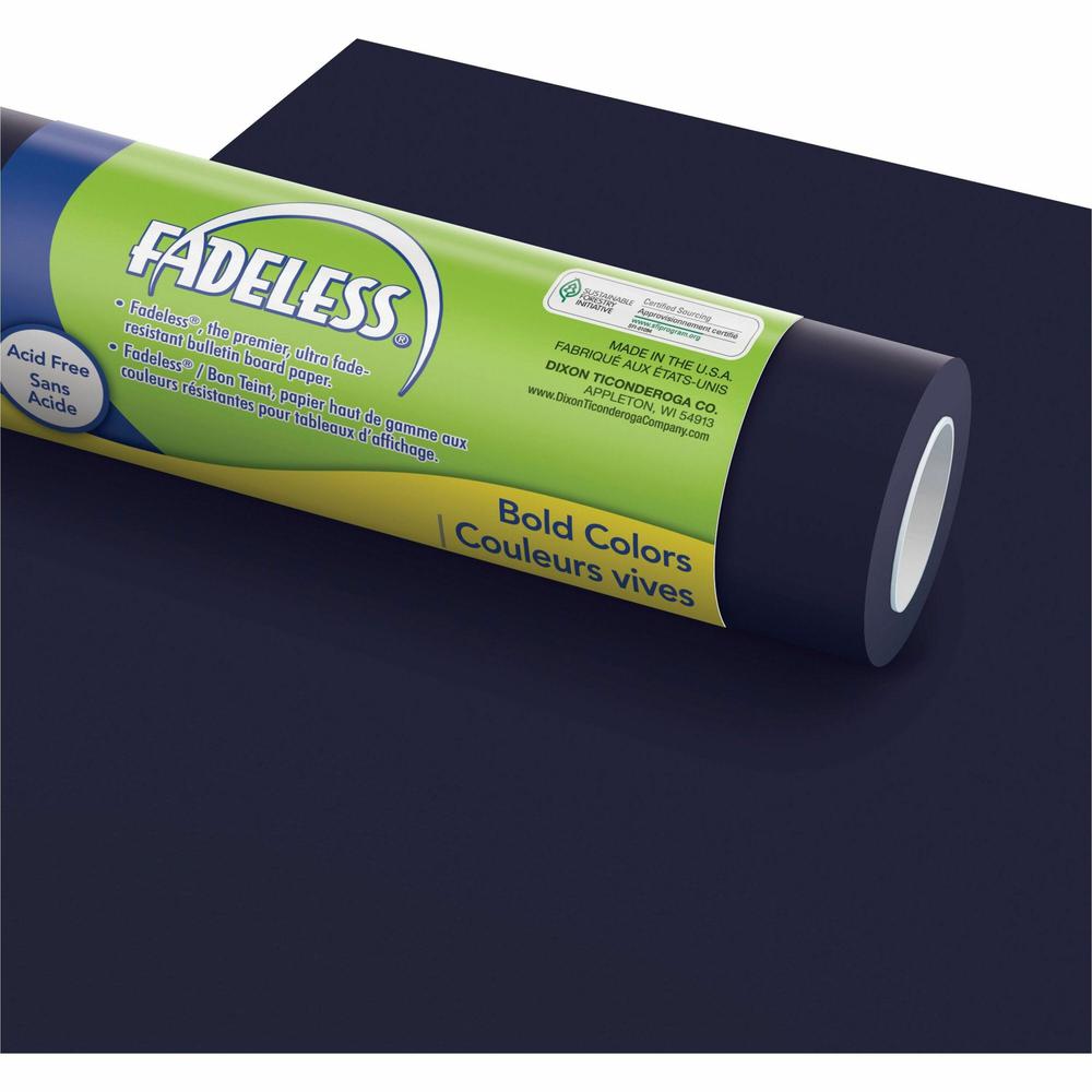 Fadeless Bulletin Board Art Paper - ClassRoom Project, Home Project, Office Project - 3"Height x 48"Width x 50 ftLength - 1 / Roll - Rich Blue. Picture 1