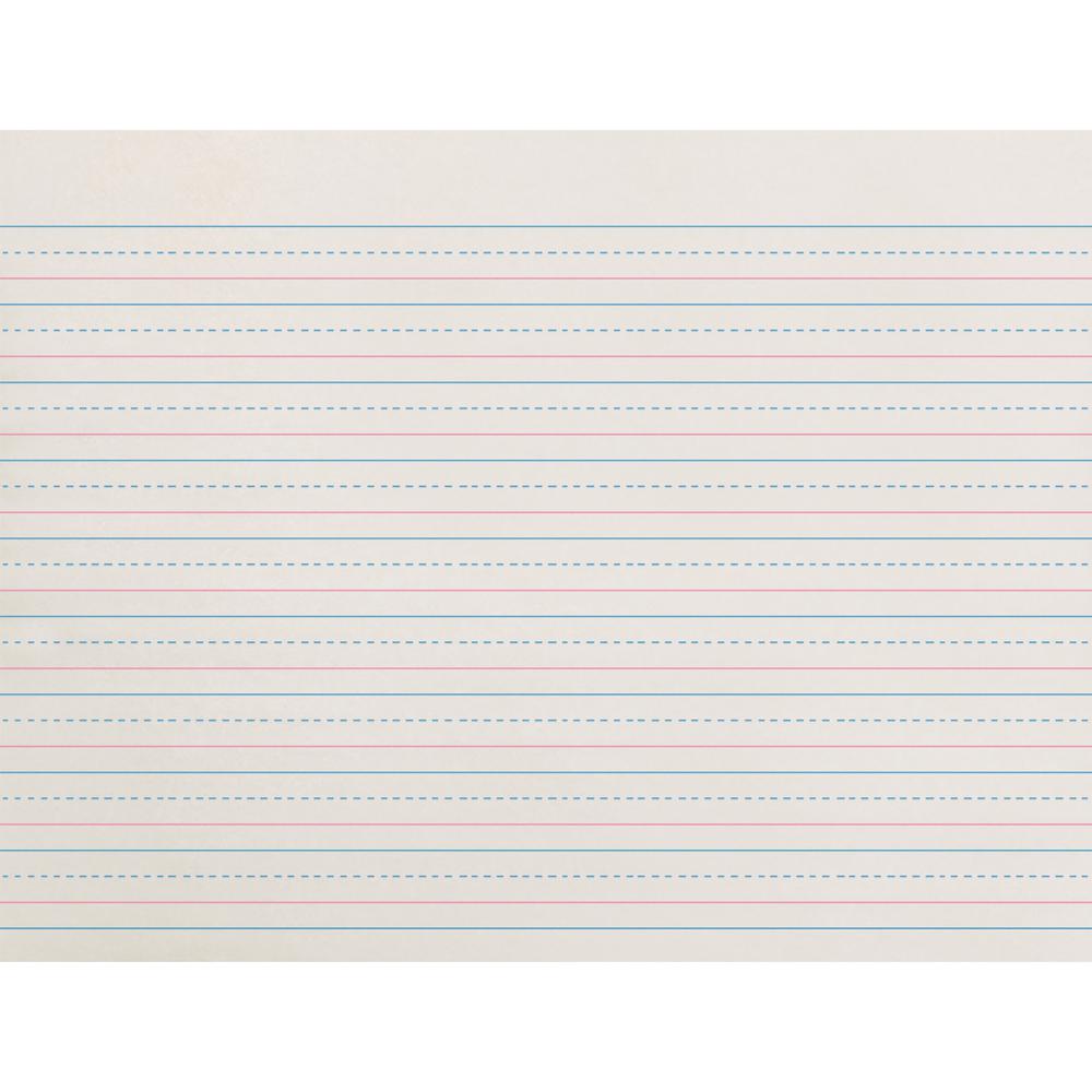 Zaner-Bloser Dotted Midline Newsprint Paper - 500 Sheets - 0.50" Ruled - Unruled Margin - 10 1/2" x 8" - White Paper - 500 / Pack. Picture 1