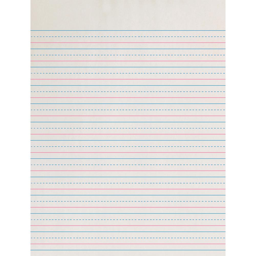 Zaner-Bloser Dotted Midline Newsprint Paper - Letter - 500 Sheets - 0.50" Ruled - 8" x 10 1/2" - White Paper - 500 / Ream. Picture 1