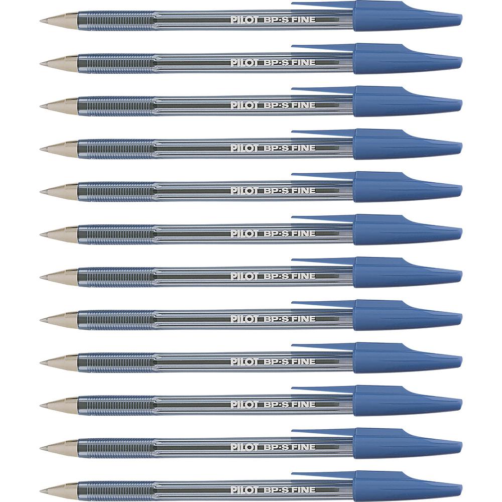Pilot Better BP-S Ball Stick Pens - Fine Pen Point - 0.7 mm Pen Point Size - Refillable - Blue - Crystal, Clear Barrel - Stainless Steel Tip - 1 Dozen. Picture 1
