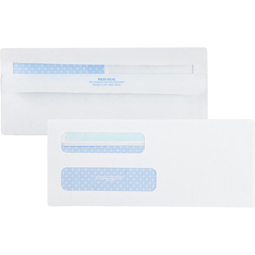 Quality Park No. 8-5/8 Double Window Security Tint Envelopes with Redi-Seal&reg; Self-Seal - Double Window - #8 5/8 - 3 5/8" Width x 8 5/8" Length - 24 lb - Self-sealing - Wove - 500 / Box - White. Picture 1