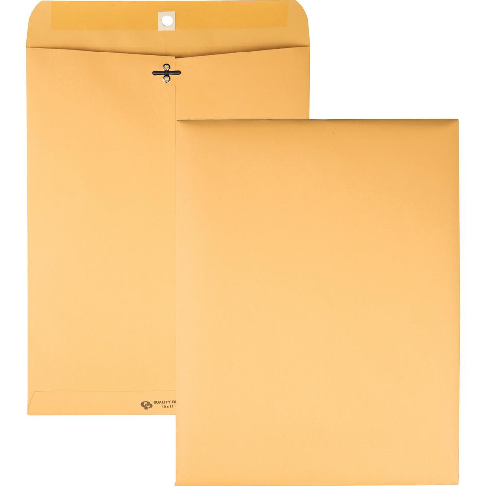 Quality Park Extra Heavy-duty Kraft Clasp Envelopes - Clasp - #97 - 10" Width x 13" Length - 32 lb - Gummed - Kraft - 100 / Box - Kraft. Picture 1