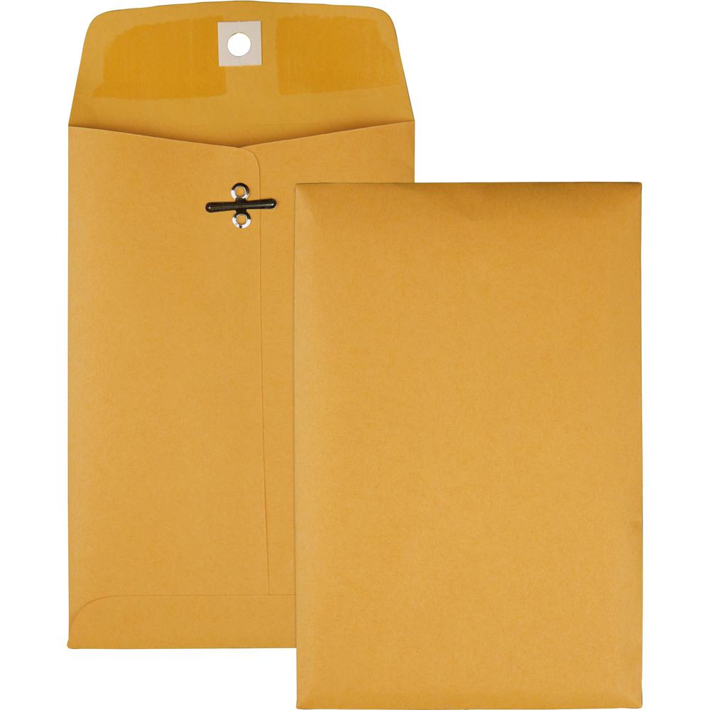 Quality Park 5 x 7-1/2 Clasp Envelopes with Deeply Gummed Flaps - Clasp - #35 - 5" Width x 7 1/2" Length - 28 lb - Gummed - Kraft - 100 / Box - Kraft. Picture 1