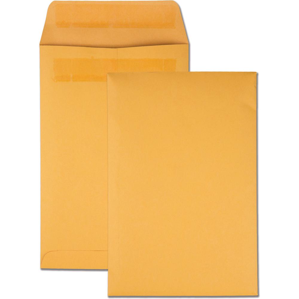 Quality Park 6 x 9 Catalog Mailing Envelopes with Redi-Seal&reg; Self-Seal Closure - Catalog - #1 - 6" Width x 9" Length - 28 lb - Self-sealing - 100 / Box - Kraft. Picture 1