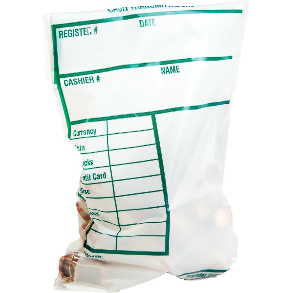 Quality Park Cash Transmittal Bags with Redi-Strip - 6" Width x 9" Length - White - 100/Pack - Transporting. Picture 1