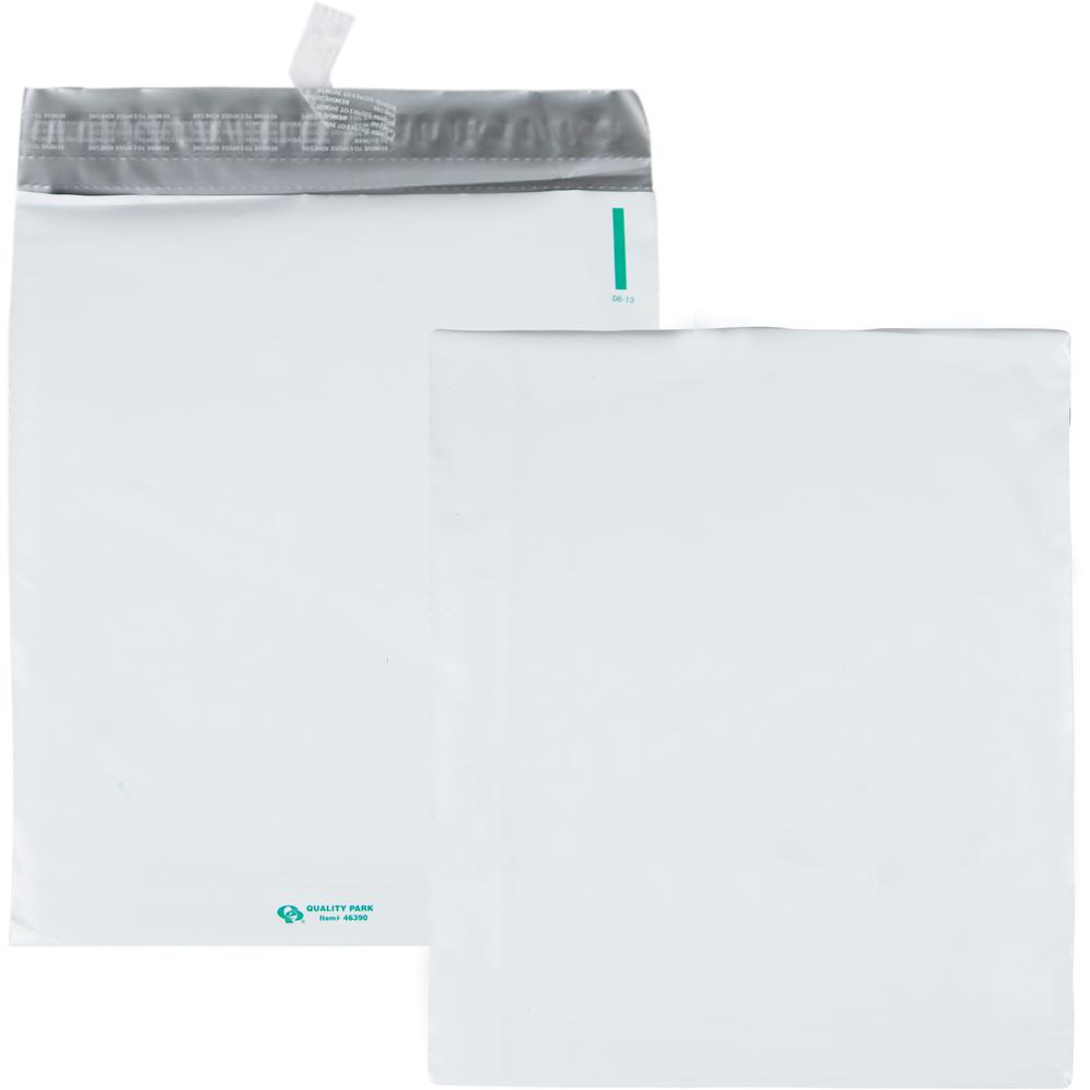 Quality Park Open-End Poly Expansion Mailers - Expansion - 11" Width x 13" Length - 2" Gusset - Self-sealing - Polyethylene - 100 / Carton - White. Picture 1