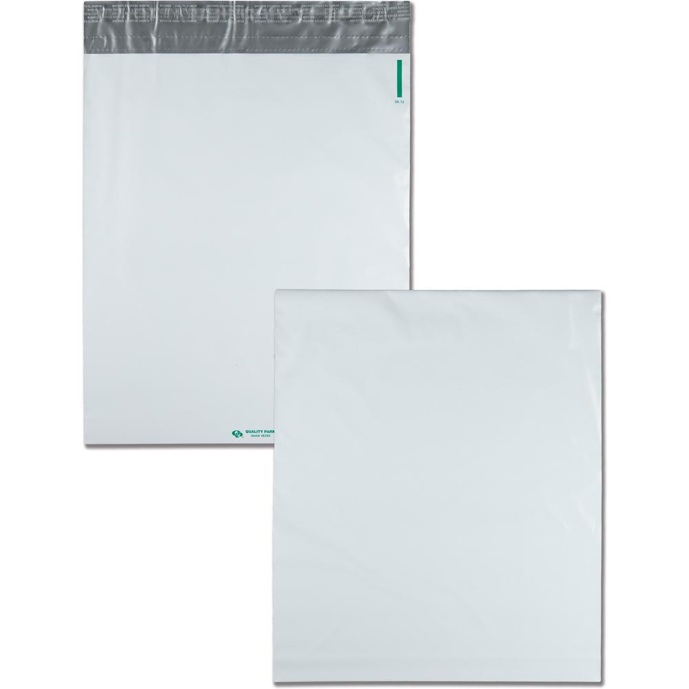 Quality Park Open-End Poly Expansion Mailers - Expansion - 13" Width x 16" Length - 2" Gusset - Self-sealing - Polyethylene - 100 / Carton - White. Picture 1