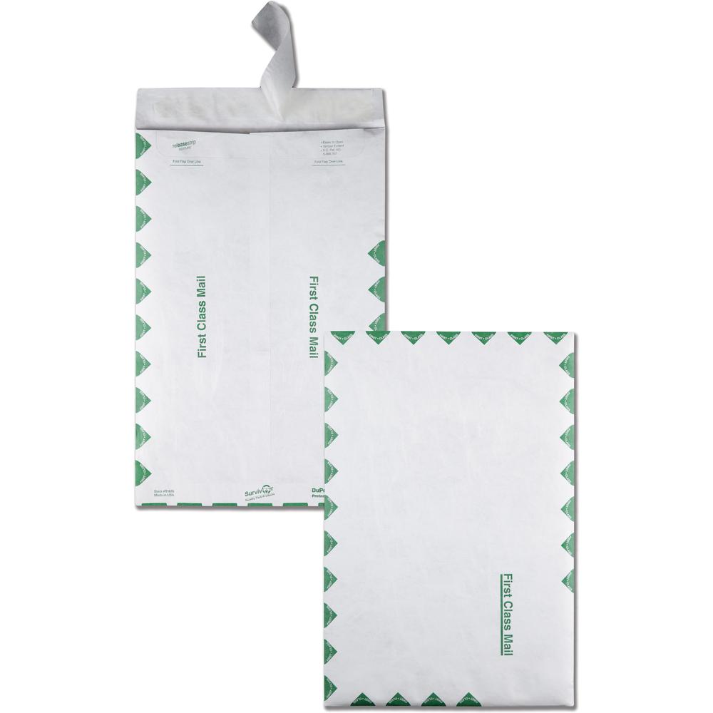 Survivor&reg; 10 x 15 DuPont Tyvek First Class Border Catalog Mailers - First Class Mail - 10" Width x 15" Length - 14 lb - Peel & Seal - Tyvek - 100 / Box - White. Picture 1