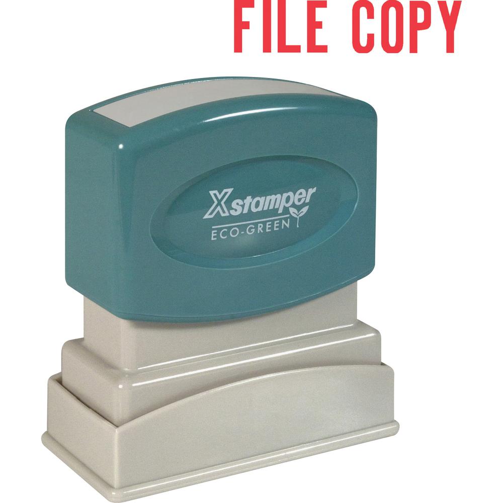 Xstamper FILE COPY Title Stamp - Message Stamp - "FILE COPY" - 0.50" Impression Width x 1.63" Impression Length - 100000 Impression(s) - Red - Recycled - 1 Each. Picture 1
