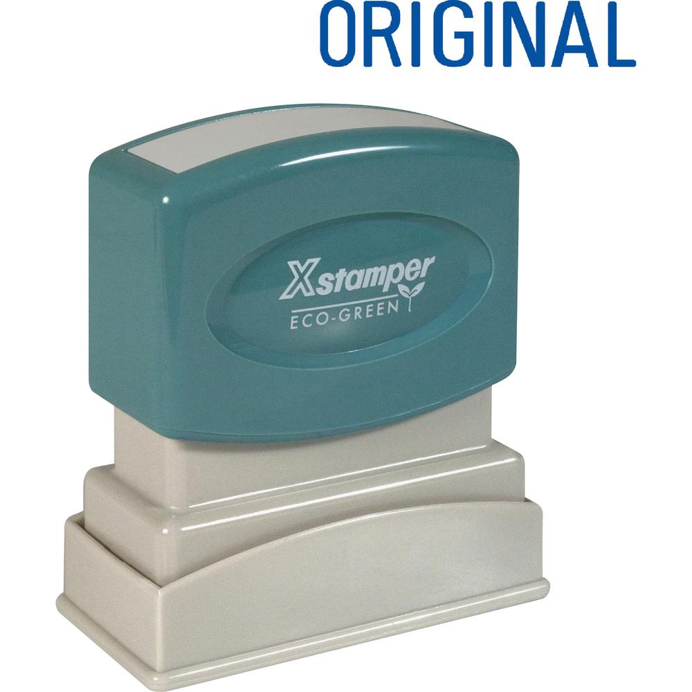 Xstamper ORIGINAL Title Stamp - Message Stamp - "ORIGINAL" - 0.50" Impression Width x 1.63" Impression Length - 100000 Impression(s) - Blue - Recycled - 1 Each. Picture 1